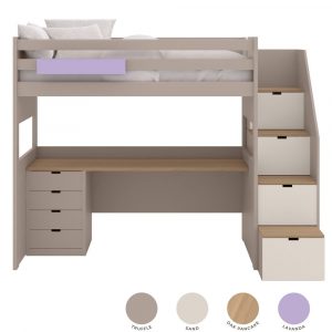 Muba Hochbett mit Schreibtisch, Stauraumtreppe und Container
