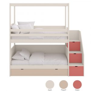 Muba Etagenbett mit Himmel, Stauraumtreppe & Bettschublade